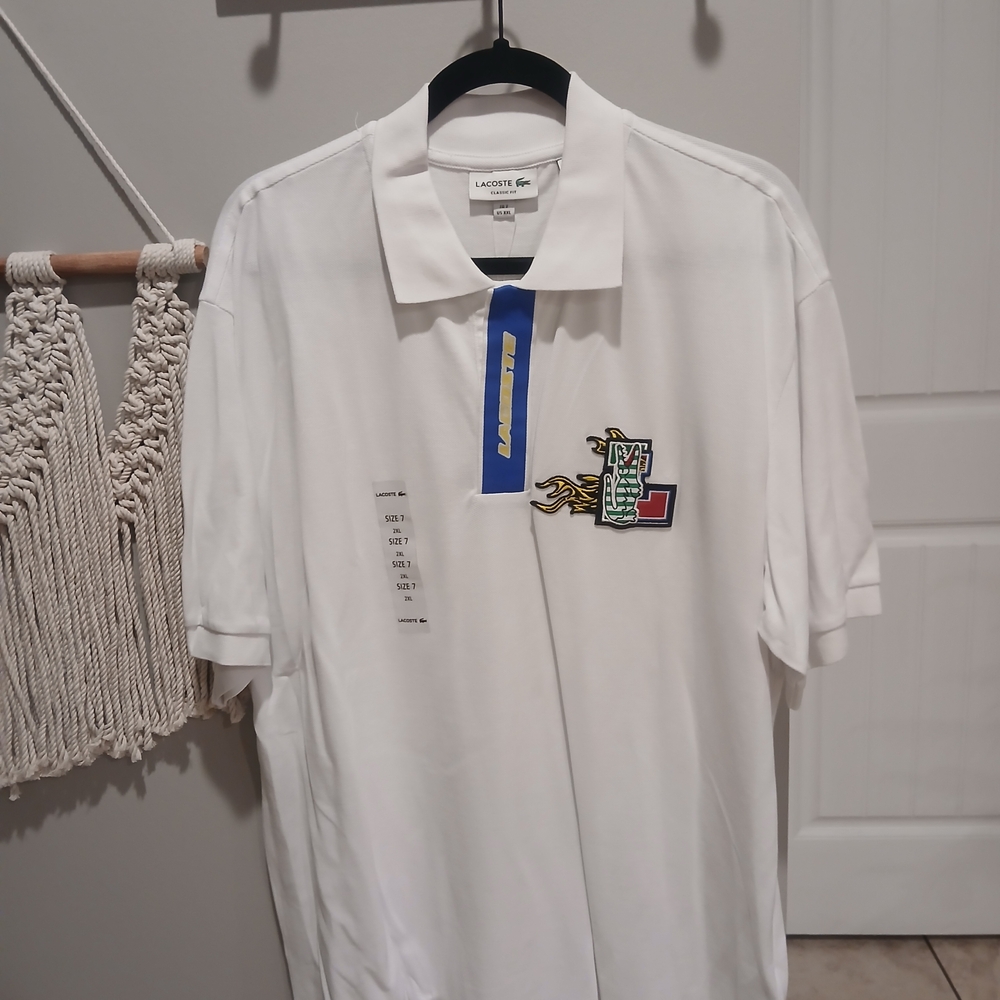 LaCrosse White Polo with Colorful Patch